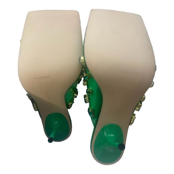 NEW Good American Jeweled Emma Slip Heels Mules Diamonds Summer Green Size 10.5 - Picture 6 of 9